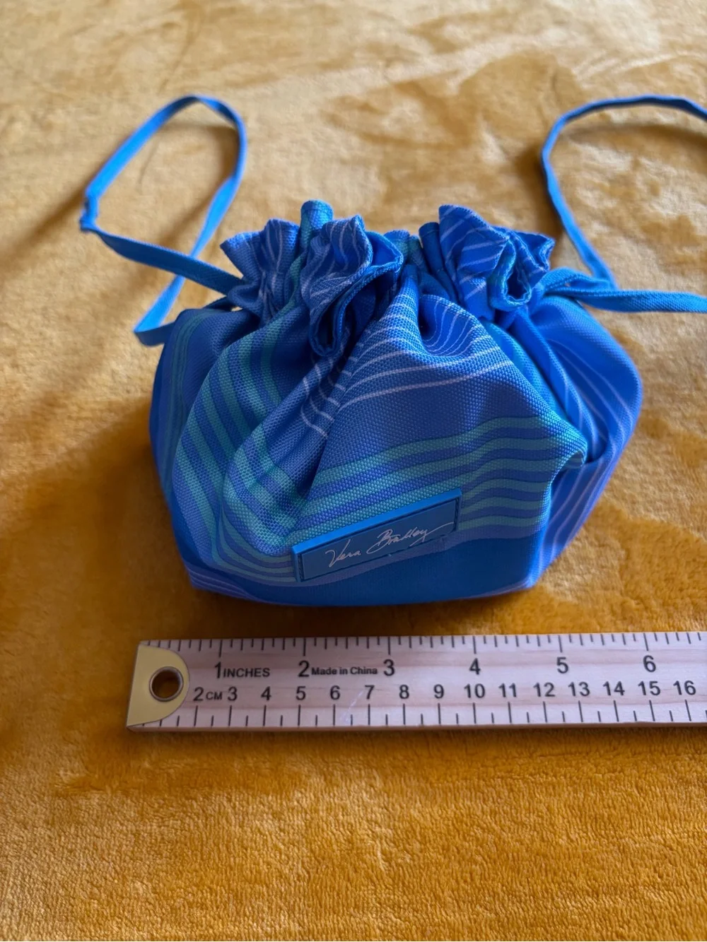 Vera Bradley Mesh Drawstring Backpack & Pouch Blue Stripe